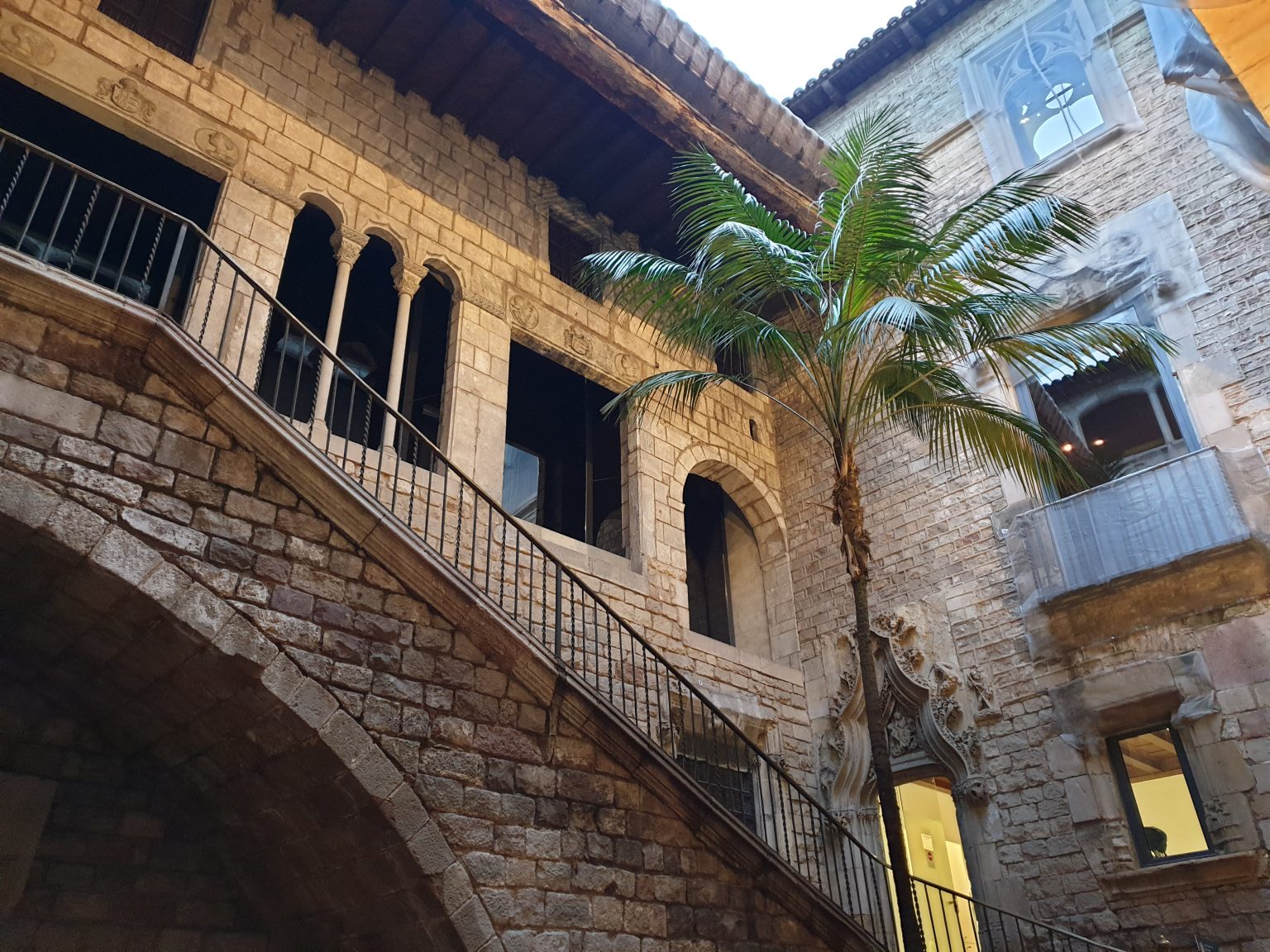 The courtyard of a medieval palace is the entrance to the Picasso Museum in Barcelona.