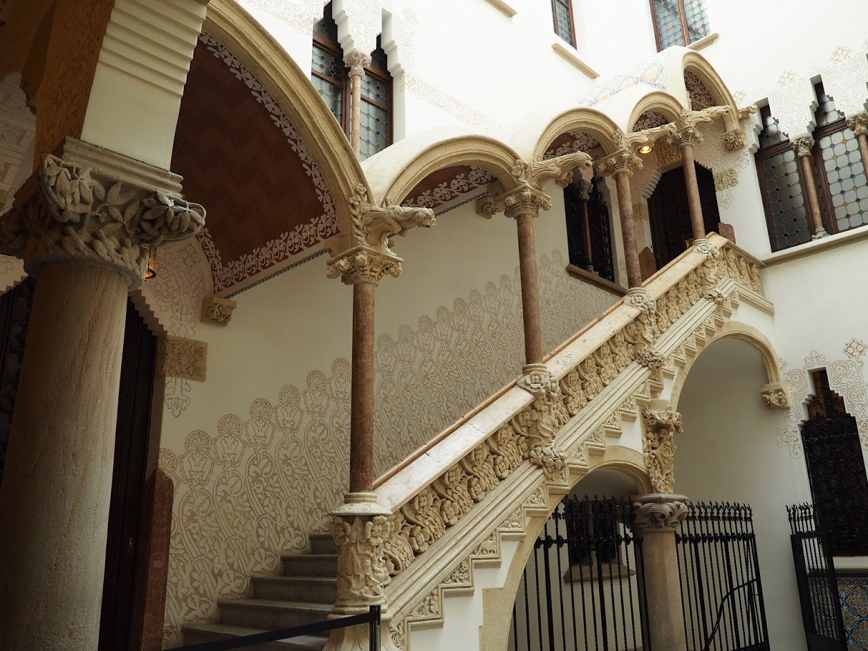 A Modernist staircase in the Casa Macaya court, Barcelona.